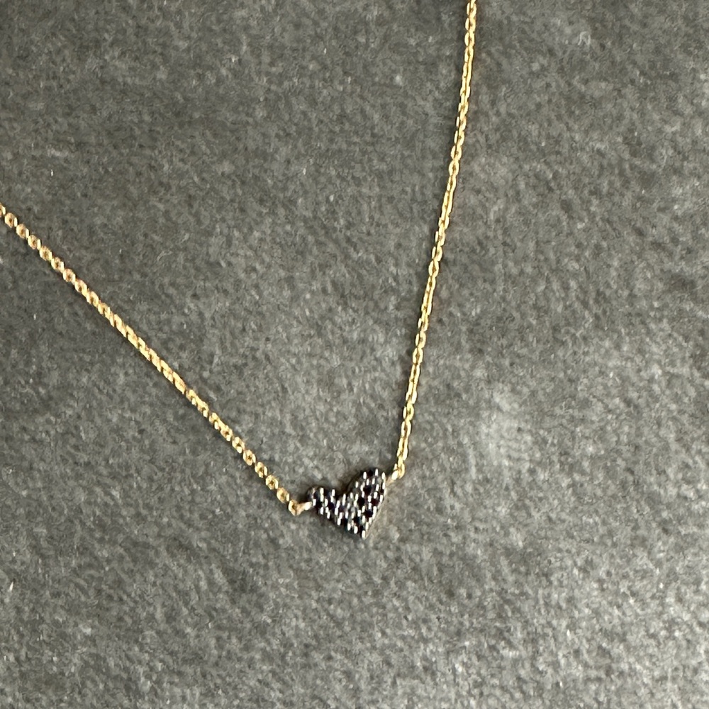 Kendra Scott 14k Yellow Gold Heart Pendant Necklace in Black Diamond